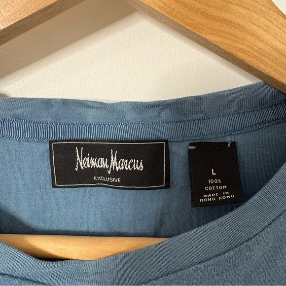 Neiman Marcus 100% Cotton Slate Blue Crew Neck T-Shirt Men’s - Picture 3 of 3